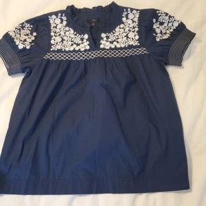 J.Crew Embroidered Puff Sleeve Top S